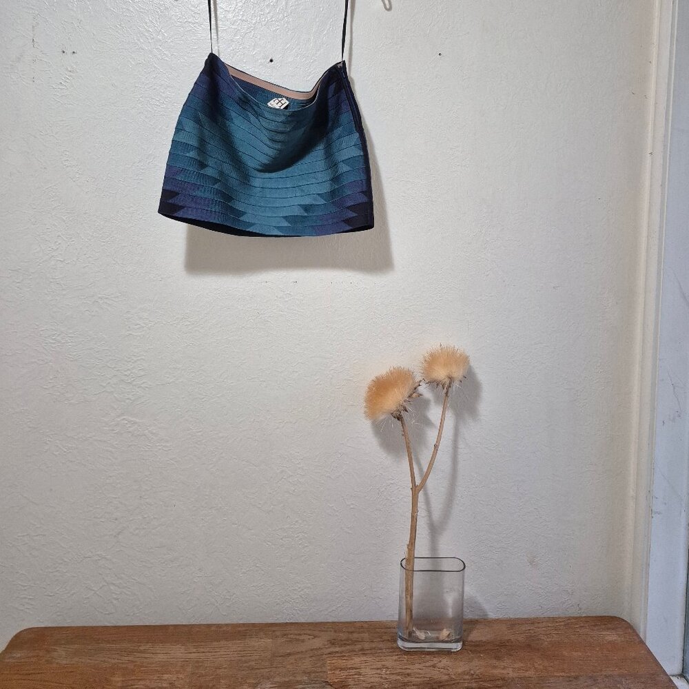 Haute Hippie Blue Bandage Mini Skirt